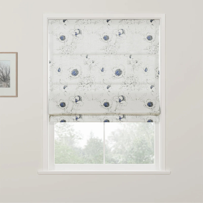 Holly Botanical Boho No-Drill Flat Fold Roman Blind Cordless