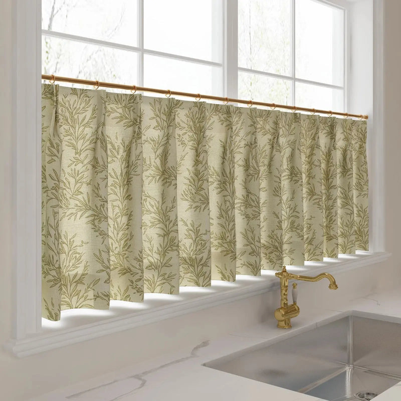 Sara Le Print Linen Pleated Cafe Curtains?-TWOPAGES