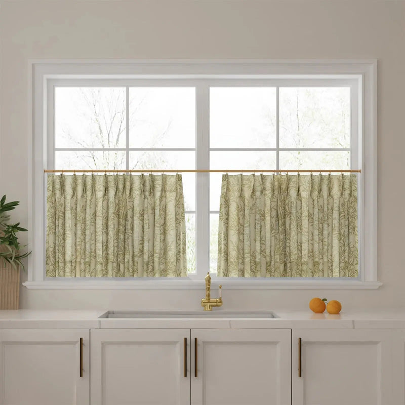 Sara Le Print Linen Pleated Cafe Curtains?-TWOPAGES