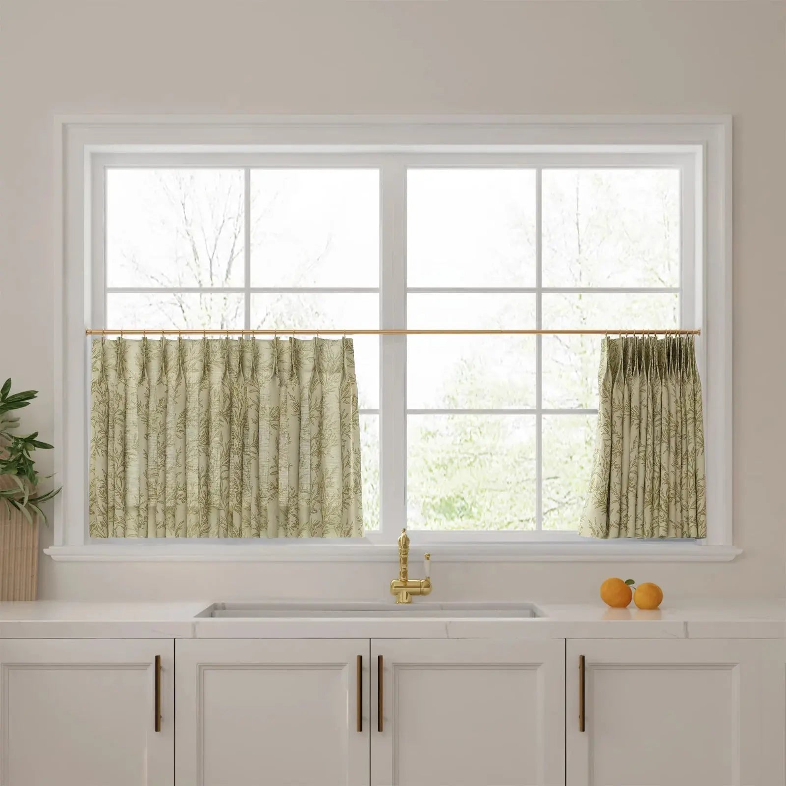 Sara Le Print Linen Pleated Cafe Curtains?-TWOPAGES