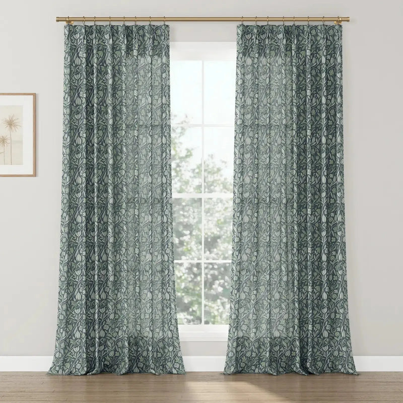 Kate Frost Pattern Cotton Drapery Pleated- -TWOPAGES