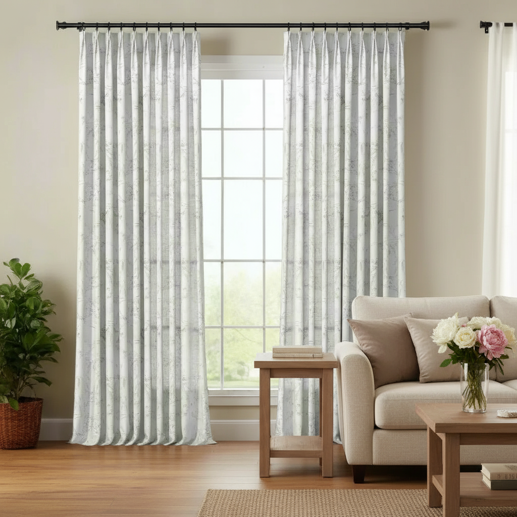 Holly Floral Pattern Boho Style Curtain Pleated?-TWOPAGES