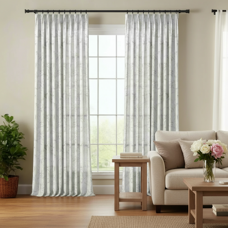 Holly Floral Pattern Boho Style Curtain Pleated?-TWOPAGES