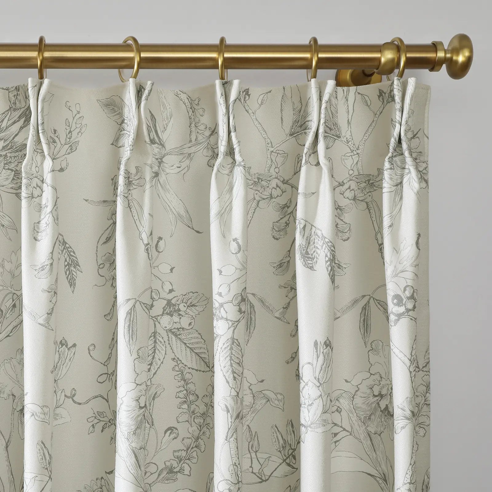 Holly Floral Pattern Boho Style Curtain Pleated TWOPAGES