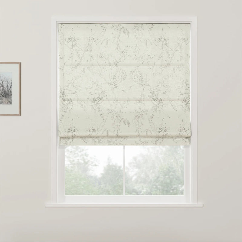 Holly Botanical Boho No-Drill Flat Fold Roman Blind Cordless