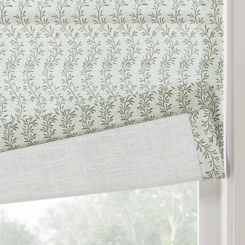 Britt Bengoechea Floral Print Linen Cotton Roman Shade Cordless?-TWOPAGES
