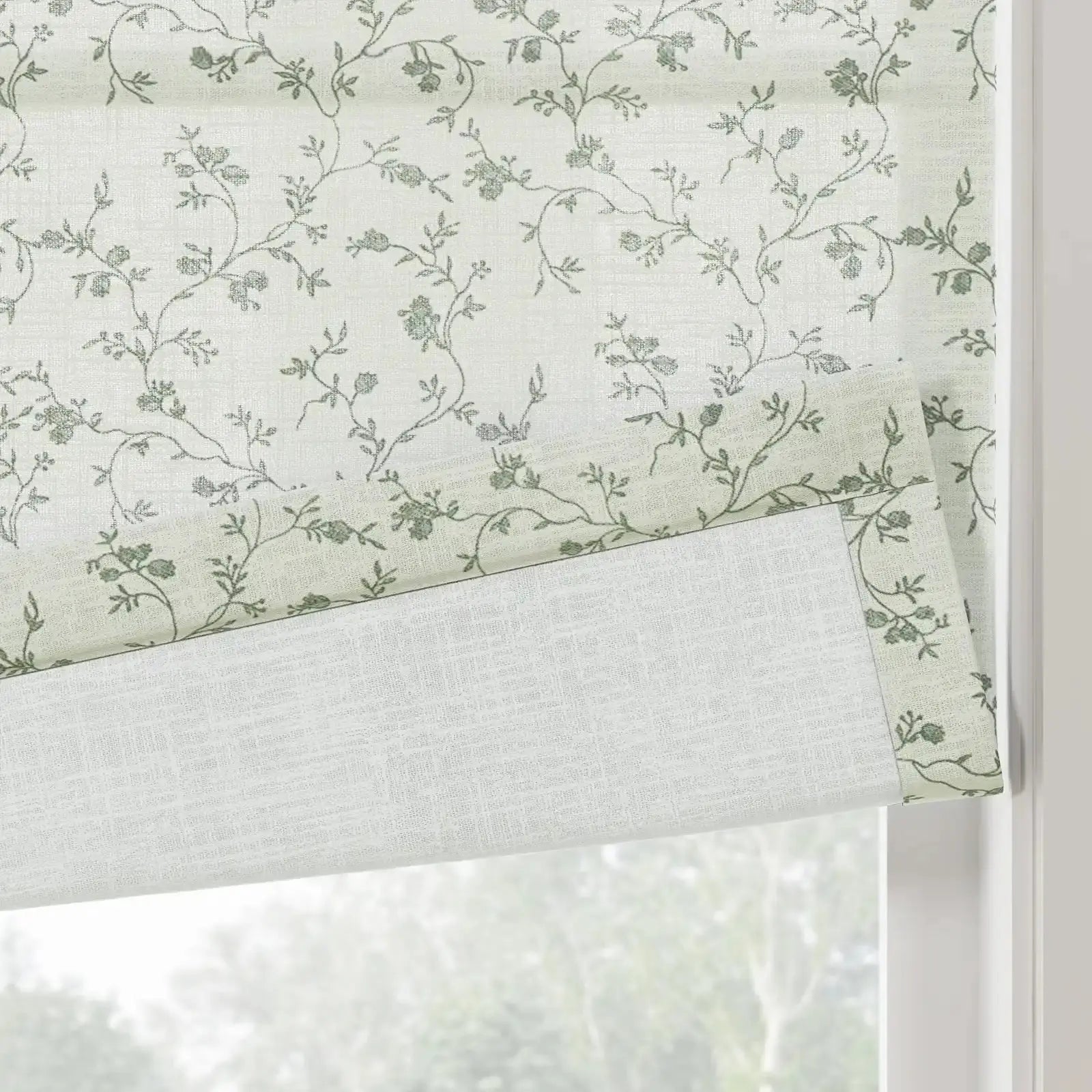 Britt Bengoechea Floral Print Linen Cotton Roman Shade Cordless?-TWOPAGES