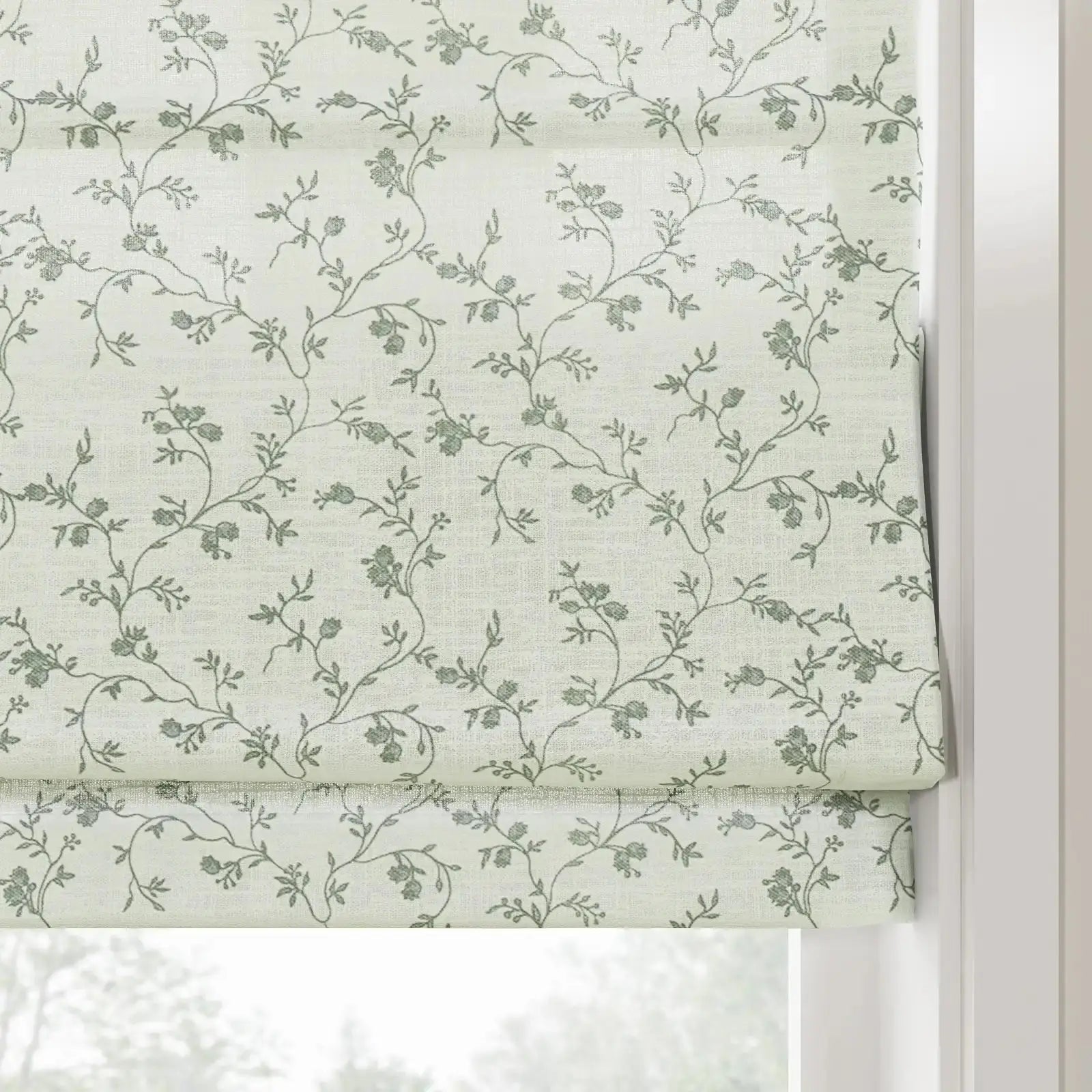 Britt Bengoechea Floral Print Linen Cotton Roman Shade Cordless?-TWOPAGES