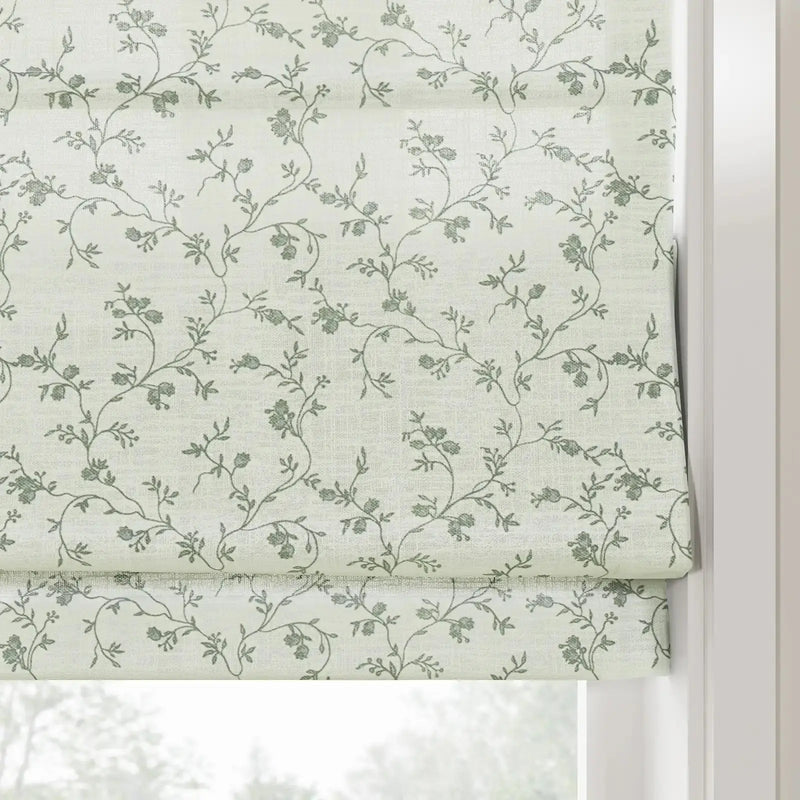 Britt Bengoechea Floral Print Linen Cotton Roman Shade Cordless?-TWOPAGES