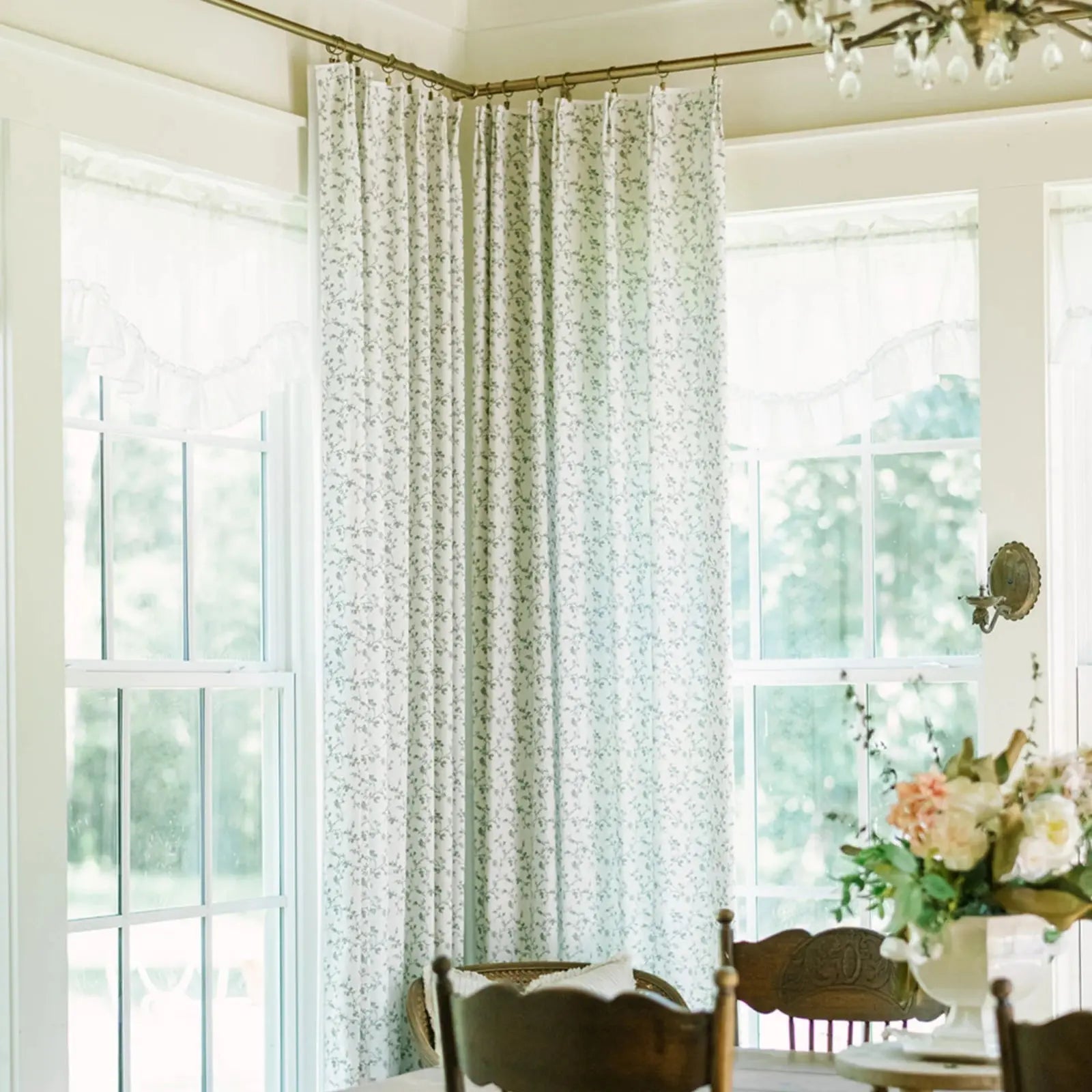 Britt Bengoechea Floral Print Linen Cotton Drapery Pleated?-TWOPAGES CURTAINS
