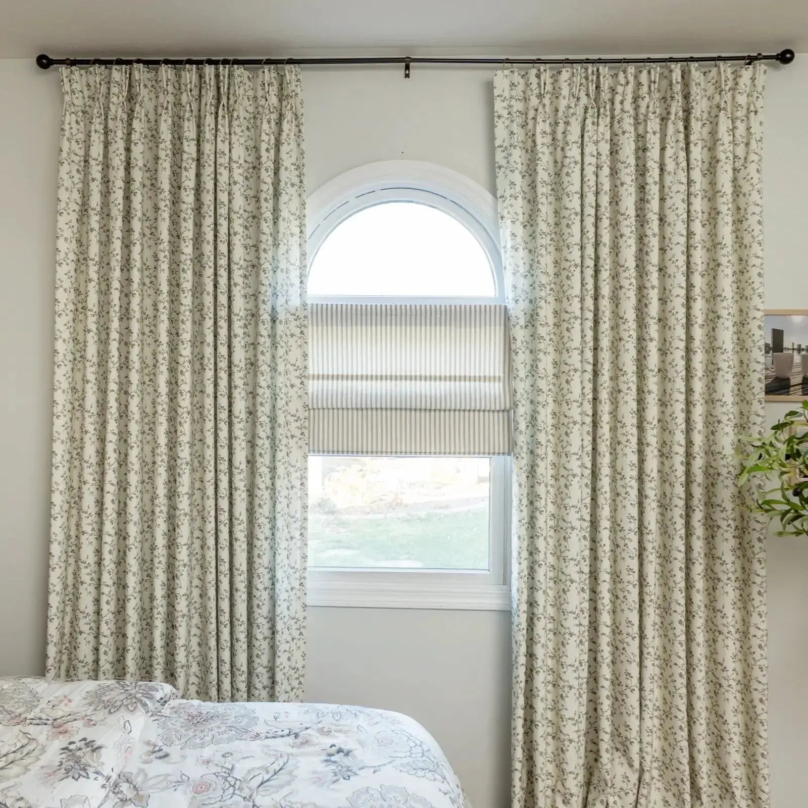 Britt Bengoechea Floral Print Linen Cotton Drapery Pleated-?-TWOPAGES CURTAINS