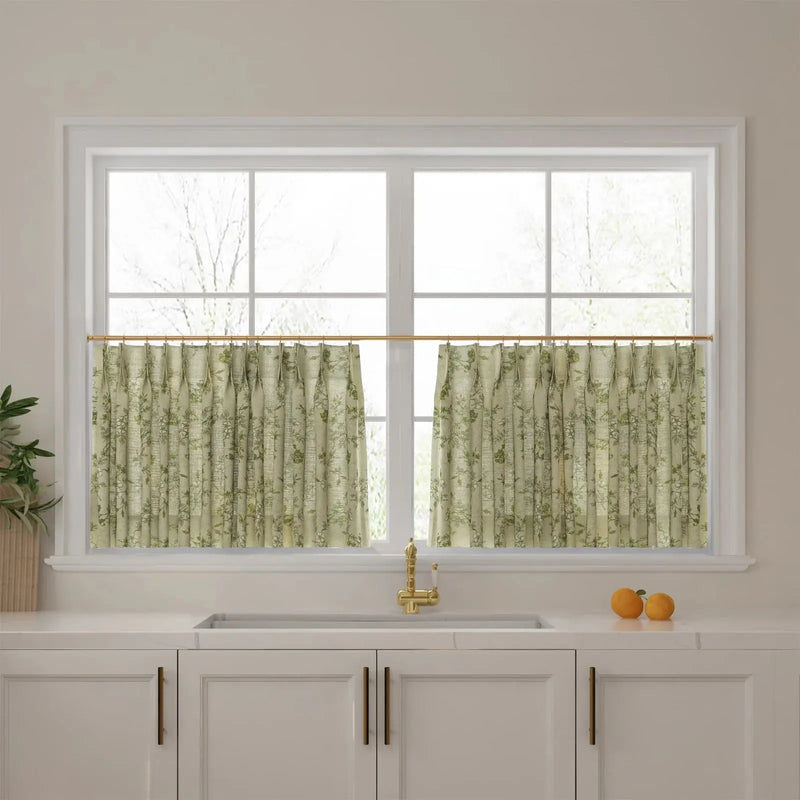 Sara Le Print Linen Pleated Cafe Curtains?-TWOPAGES
