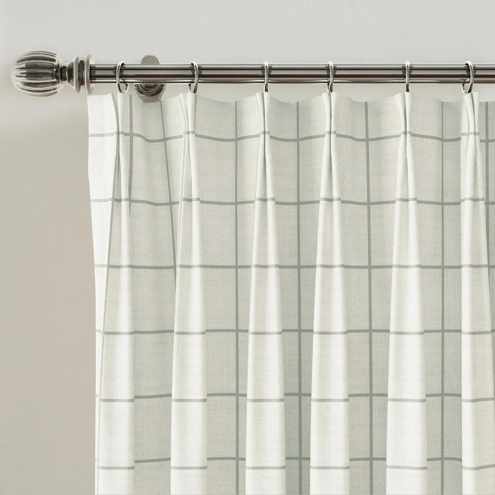 Stefana Silber Print Linen Blend Curtain Drapery Pleated?-TWOPAGES