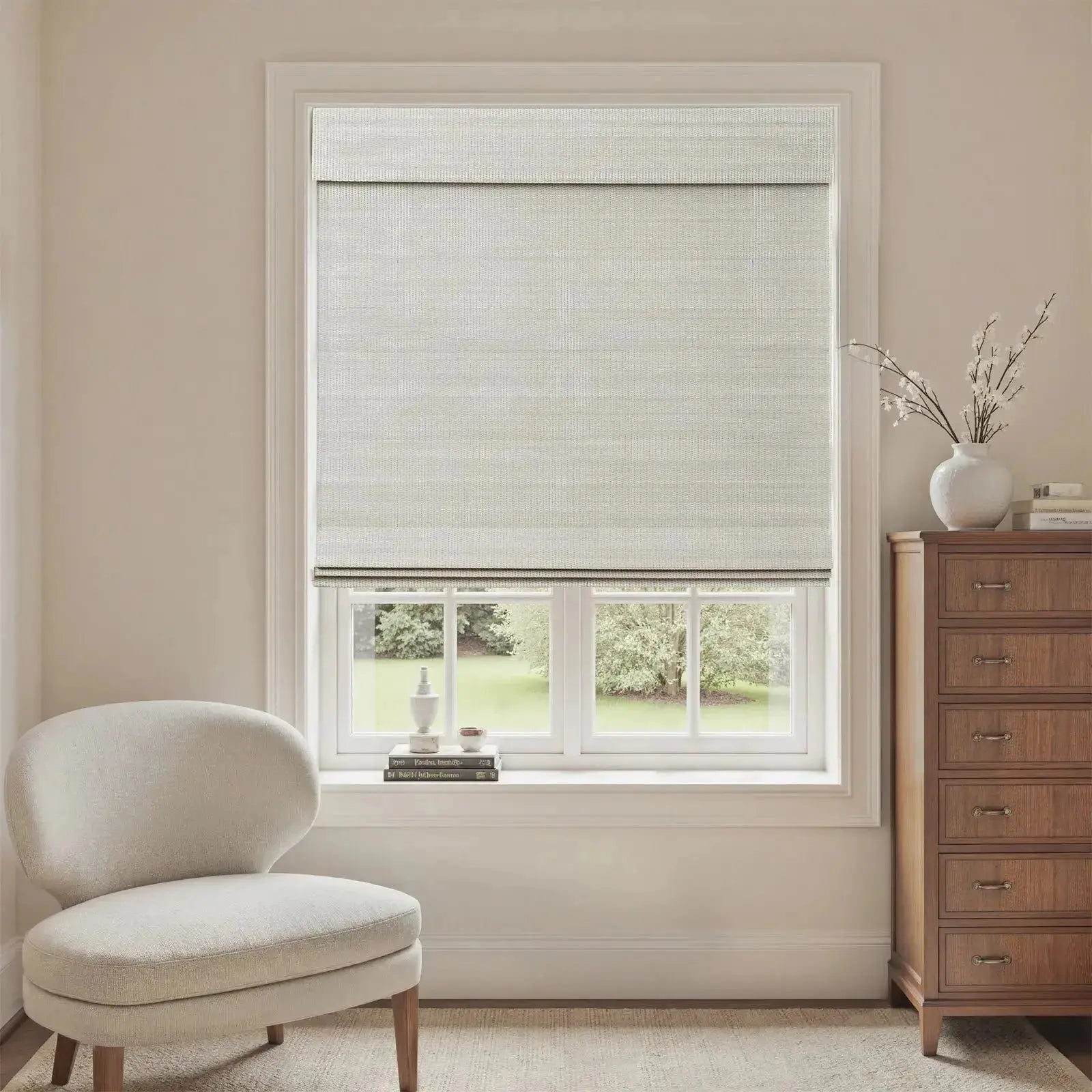 Sybil Bamboo Roman Blind - Wall White?-TWOPAGES CURTAINS
