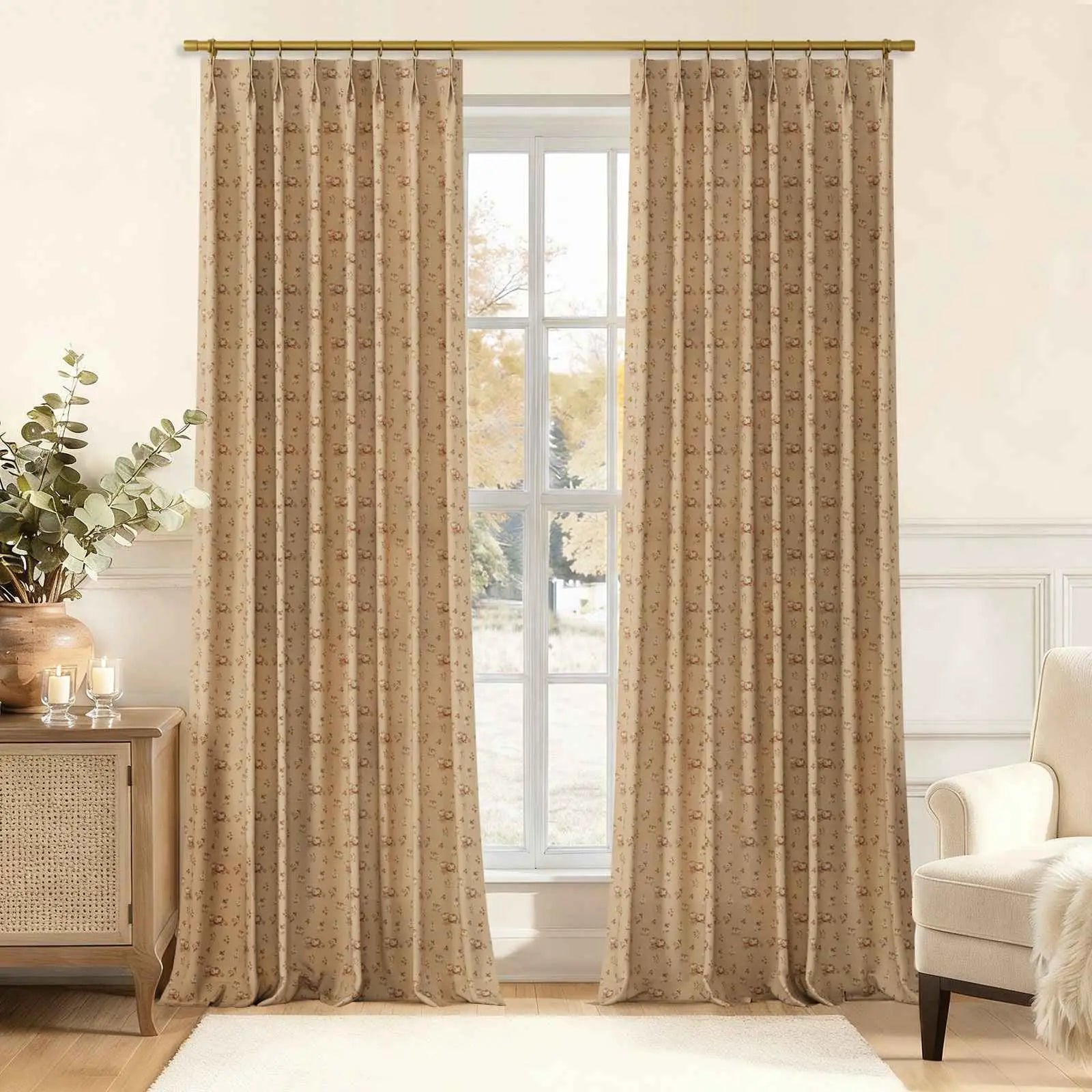 MS. MAVERICK MUSE x TWOPAGES Pastoral Printed Linen Cotton Pleated Curtains