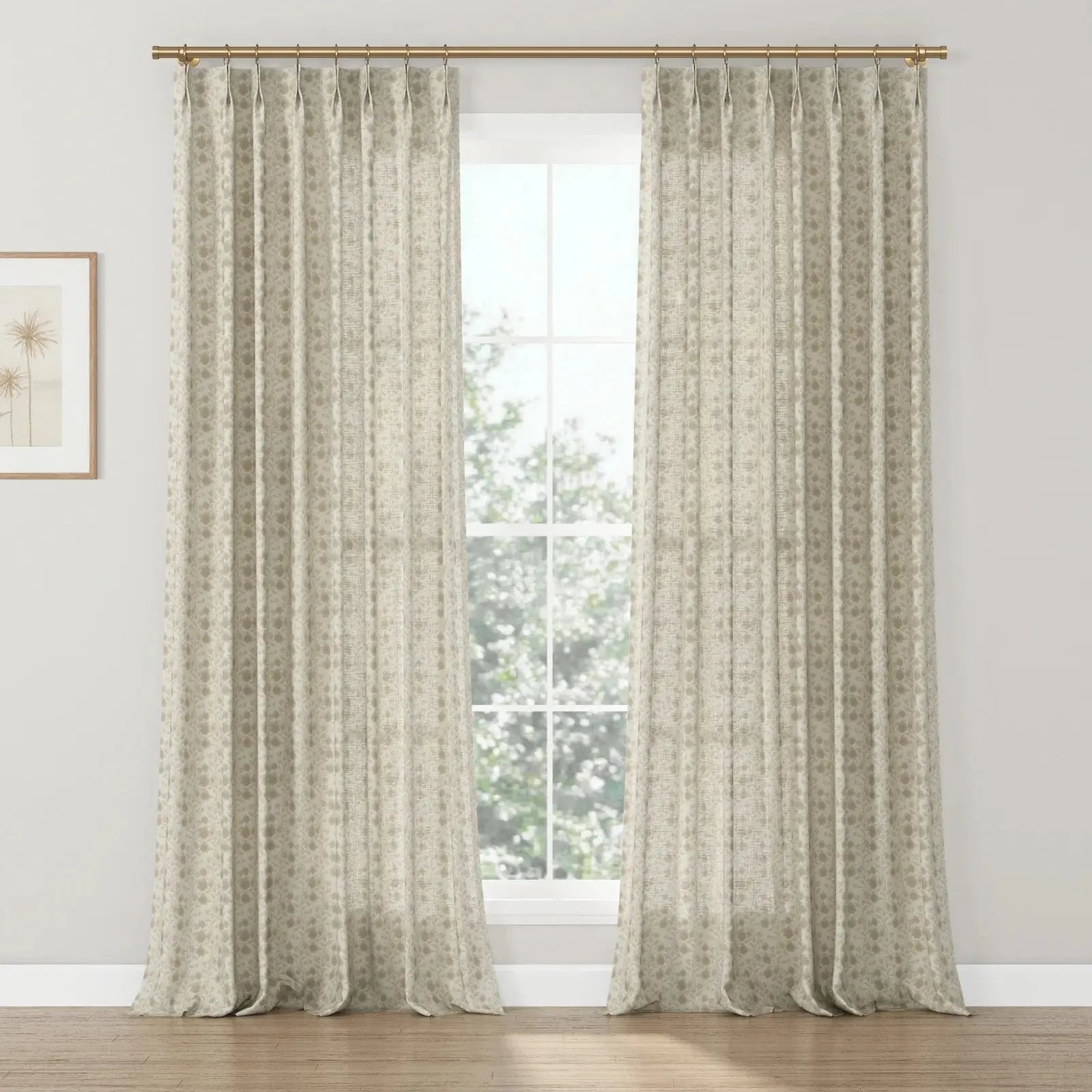 Rebecca Hughes Vintage Print Cotton Drapery Pleated-?-TWOPAGES CURTAINS