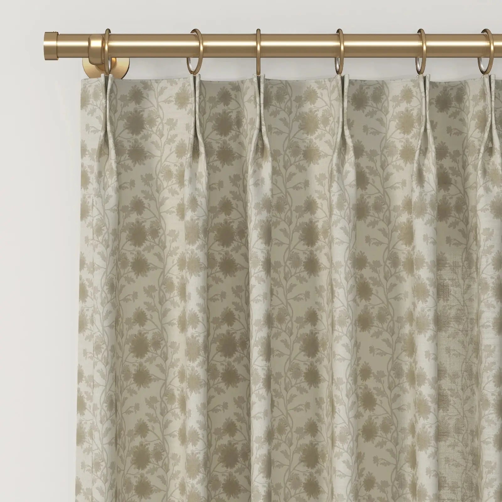 Rebecca Hughes Vintage Print Cotton Drapery Pleated-?-TWOPAGES CURTAINS
