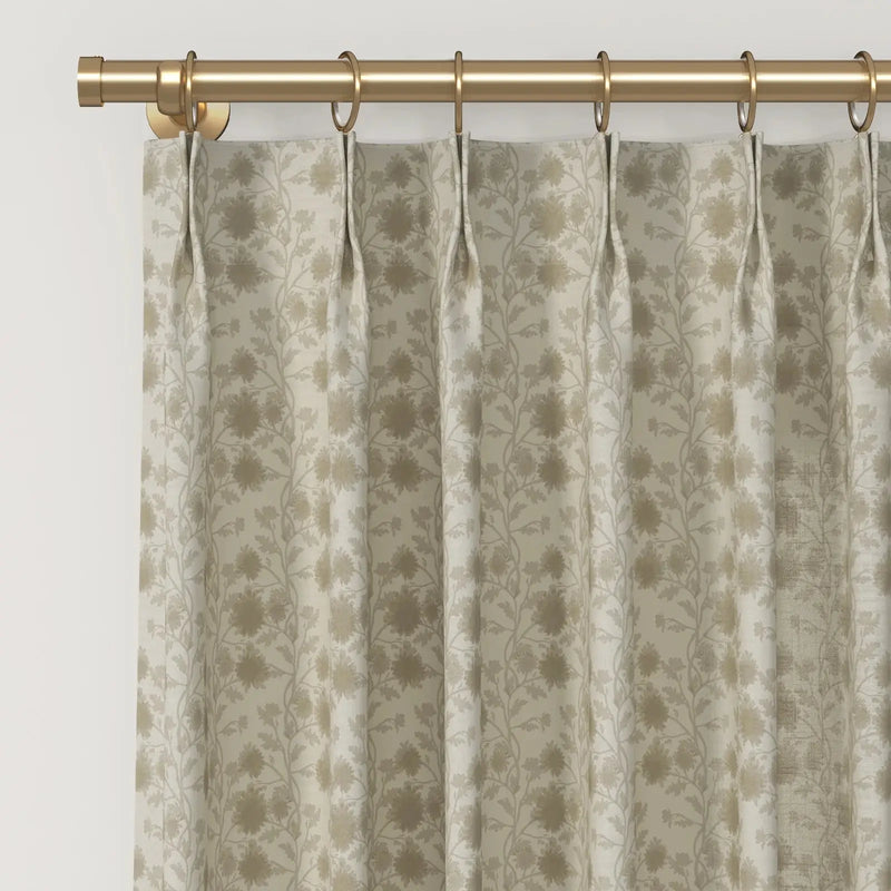 Rebecca Hughes Vintage Print Cotton Drapery Pleated-?-TWOPAGES CURTAINS
