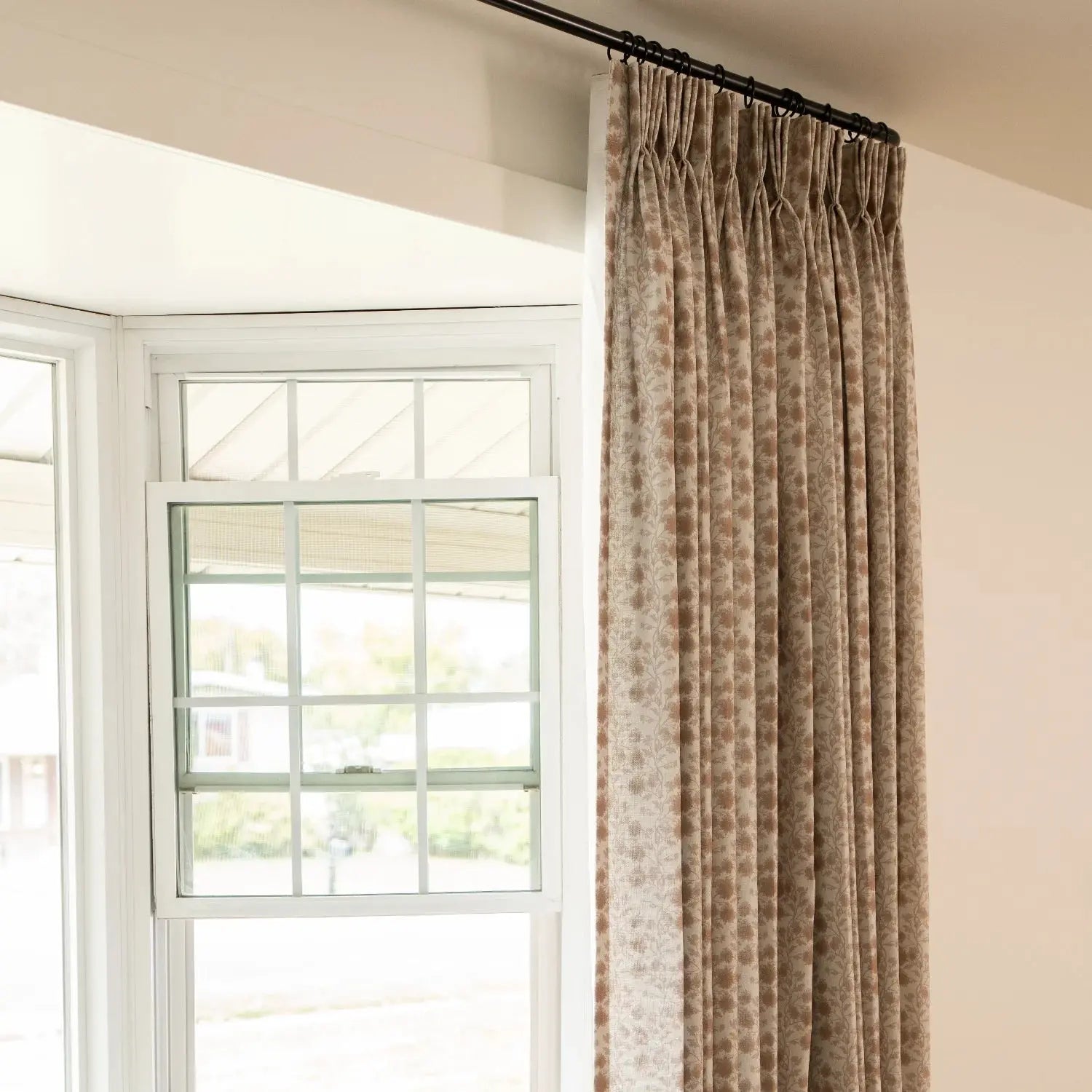 Rebecca Hughes Vintage Print Cotton Drapery Pleated-?-TWOPAGES CURTAINS