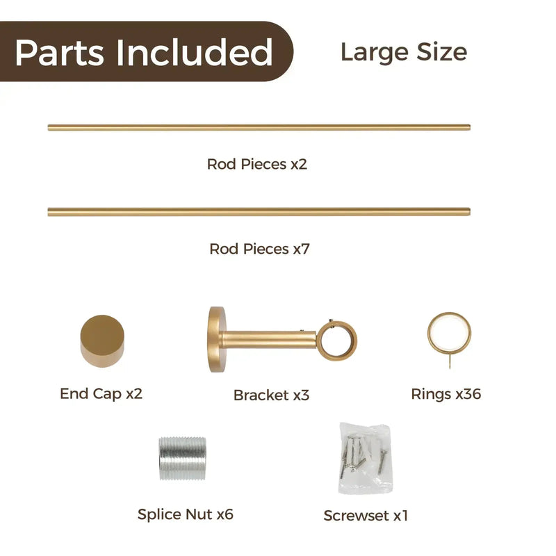 Lucas Adjustable Curtain Rod with Rings-?-TWOPAGES