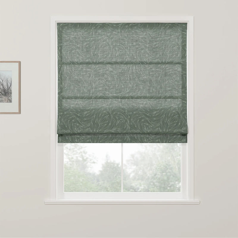 Holly Botanical Boho No-Drill Flat Fold Roman Blind Cordless