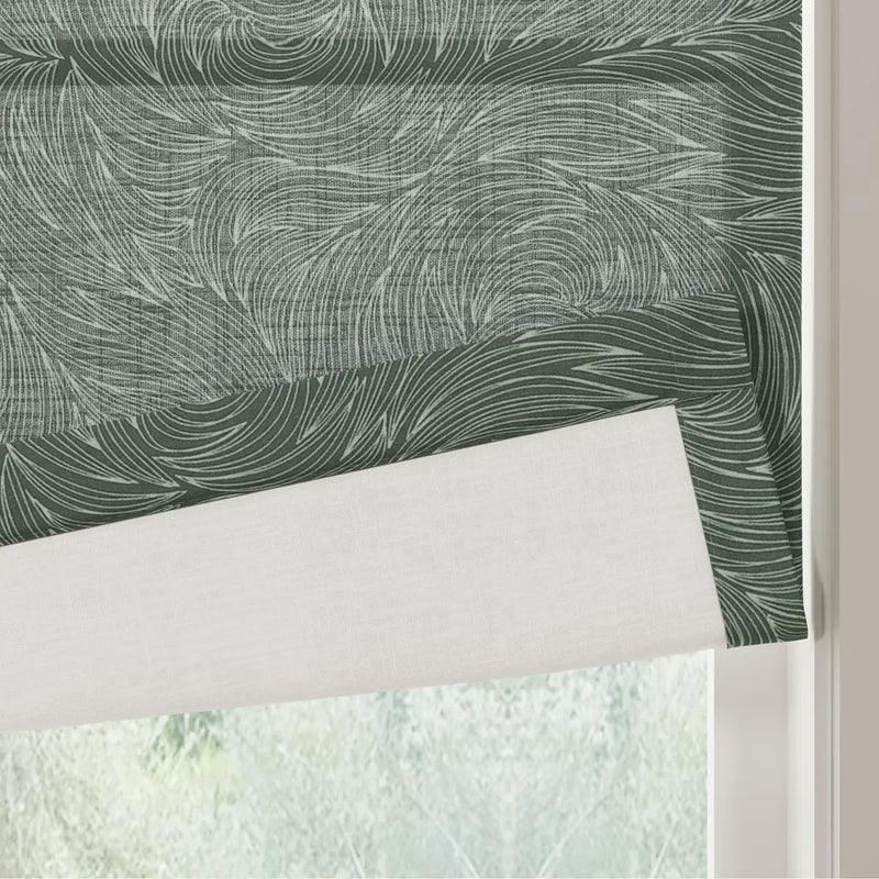 Holly Botanical Boho No-Drill Flat Fold Roman Blind Cordless