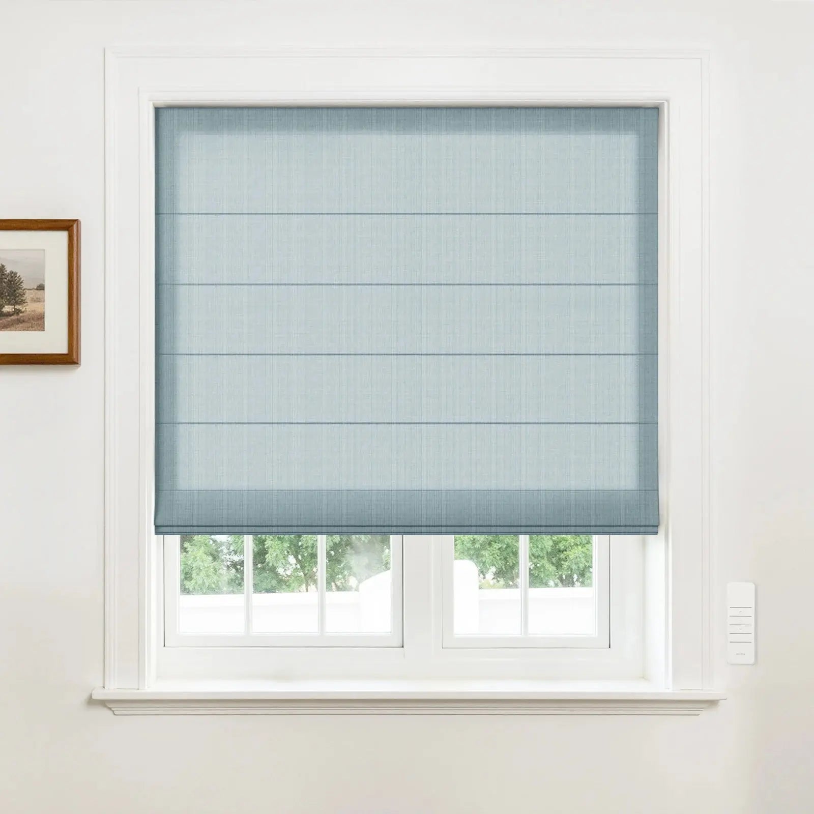 Alvin Motorized Linen Room Darkening Roman Blind?-TWOPAGES