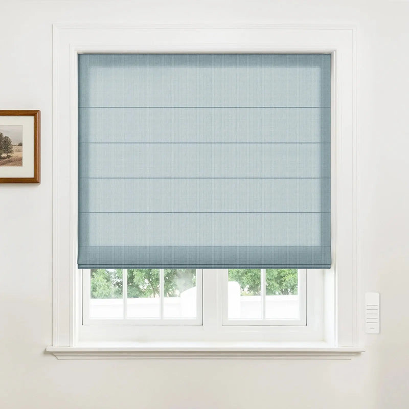 Alvin Motorized Linen Room Darkening Roman Blind?-TWOPAGES