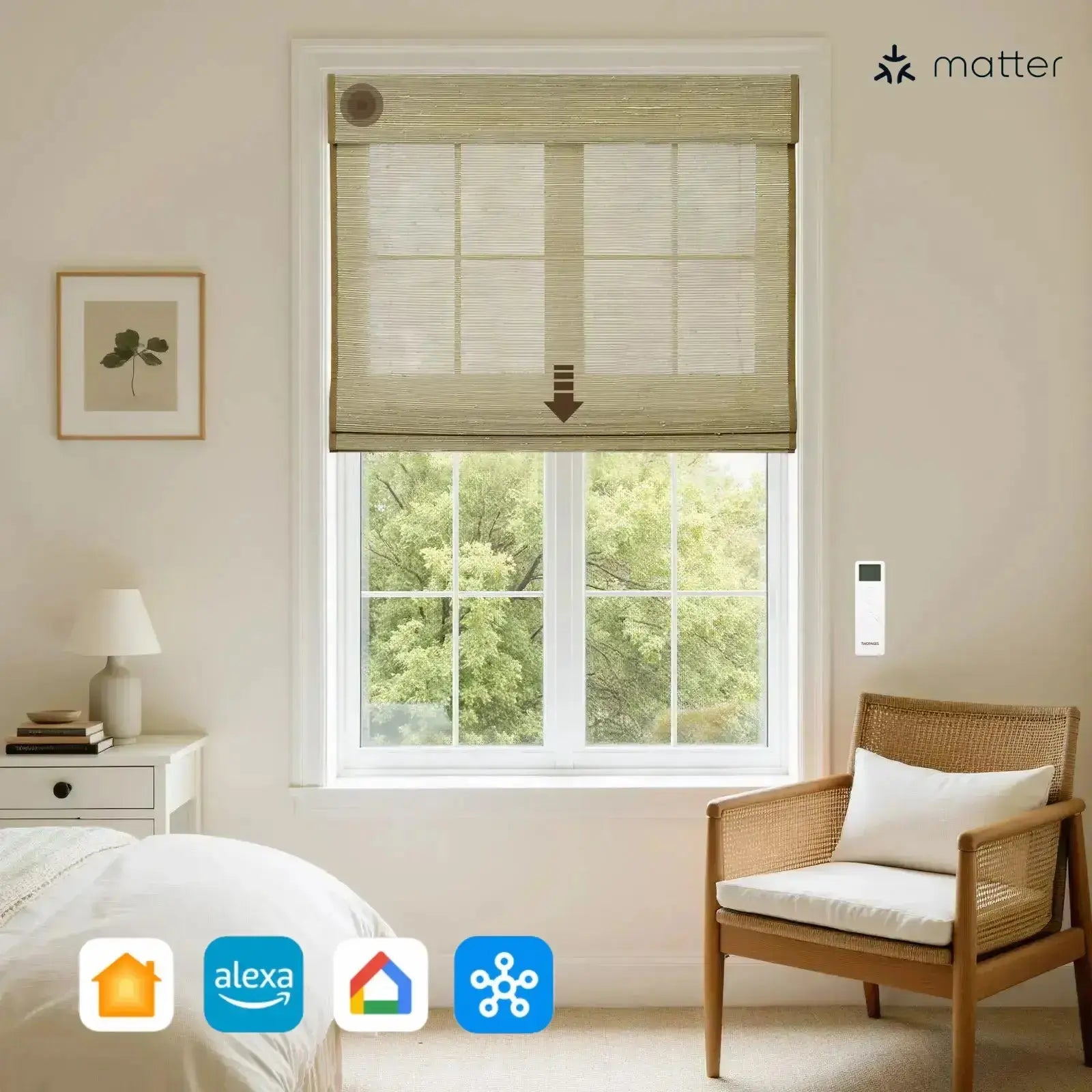 Rae Motorized Window Blinds Bamboo Woven - Series P-?-TWOPAGES CURTAINS