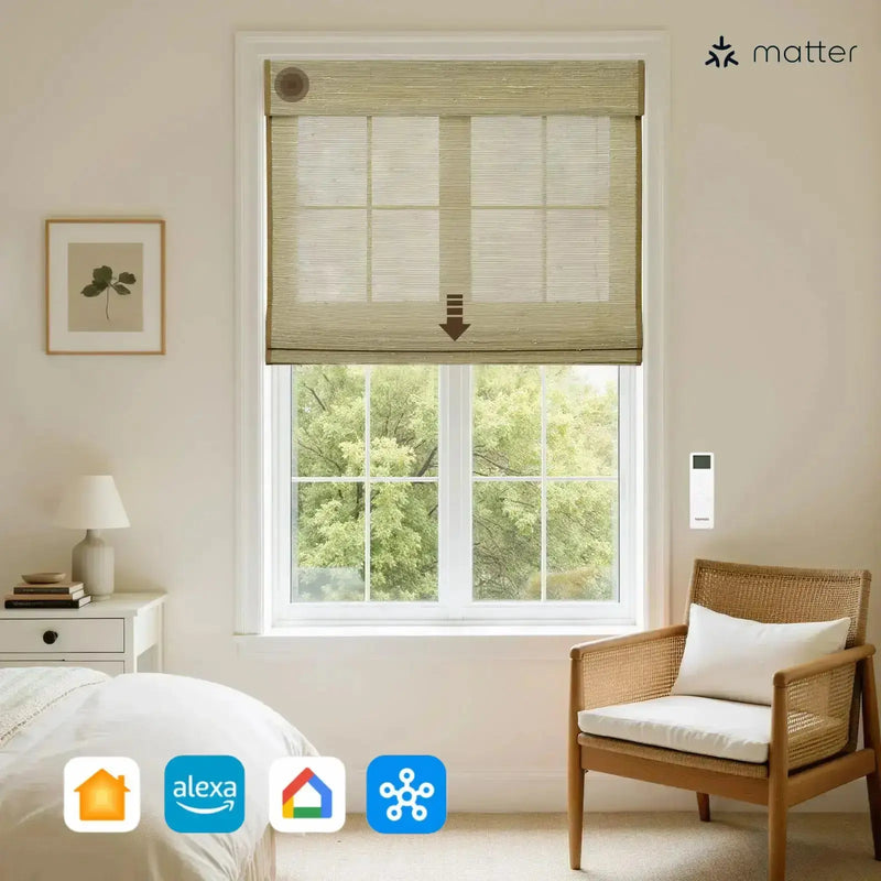 Rae Motorized Window Blinds Bamboo Woven - Series P-?-TWOPAGES CURTAINS