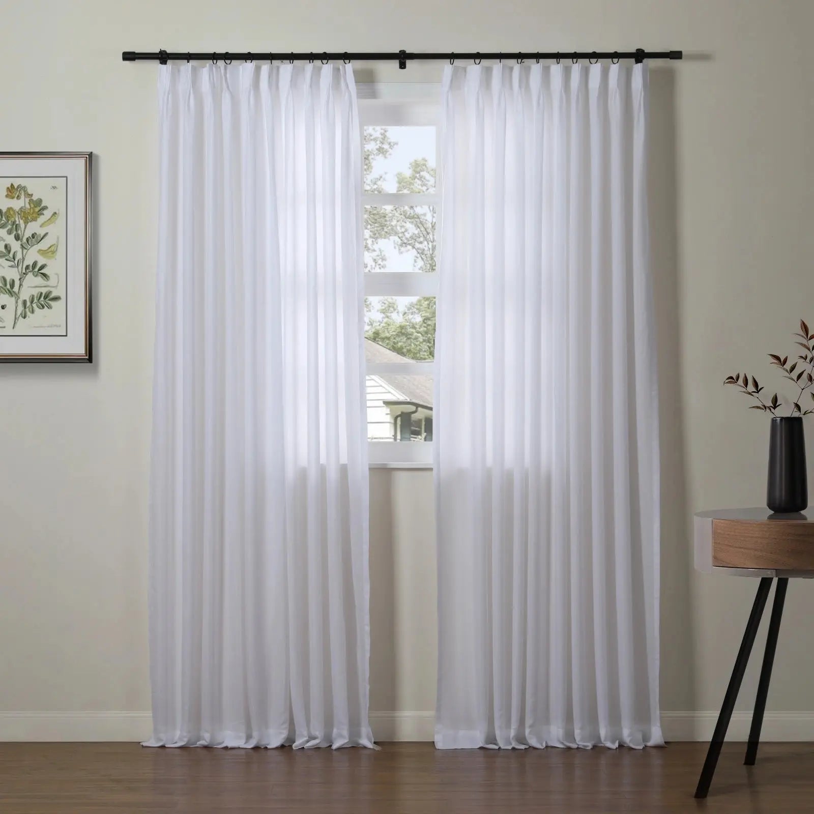 Florida Embossed White Semi Sheer Curtain Pleated?-TWOPAGES