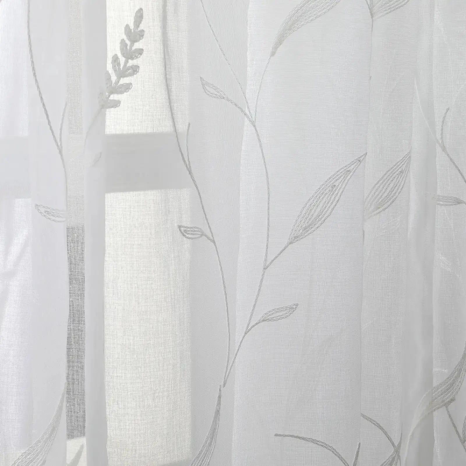 Florida Embossed White Semi Sheer Curtain Pleated?-TWOPAGES