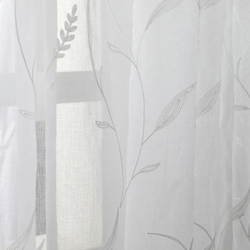 Florida Embossed White Semi Sheer Curtain Pleated?-TWOPAGES