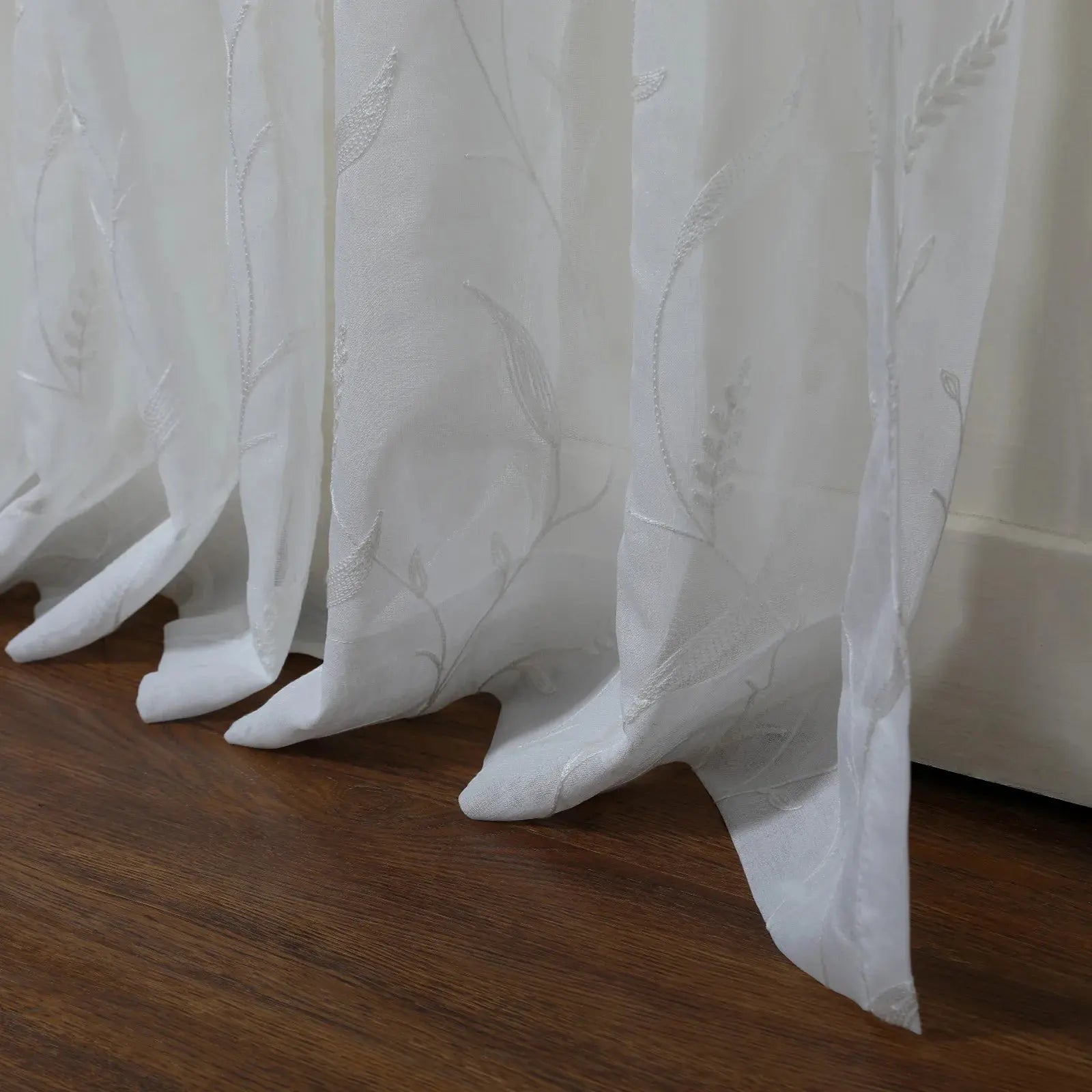 Florida Embossed White Semi Sheer Curtain Pleated?-TWOPAGES