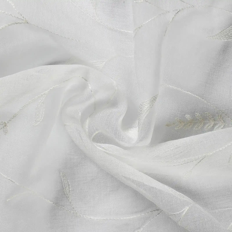 Florida Embossed White Semi Sheer Curtain Pleated?-TWOPAGES