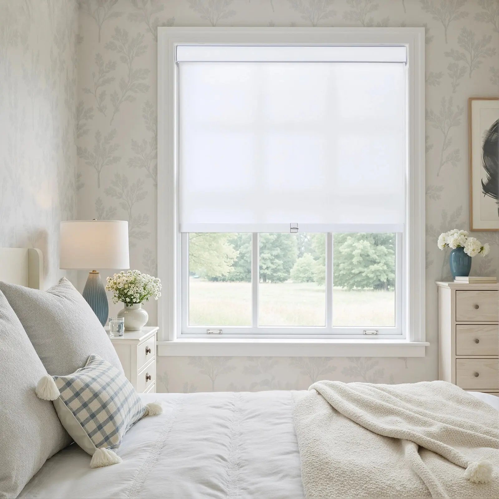 Alvin Basic Room Darkening Cordless Roller Blinds-?White M110-1-TWOPAGES