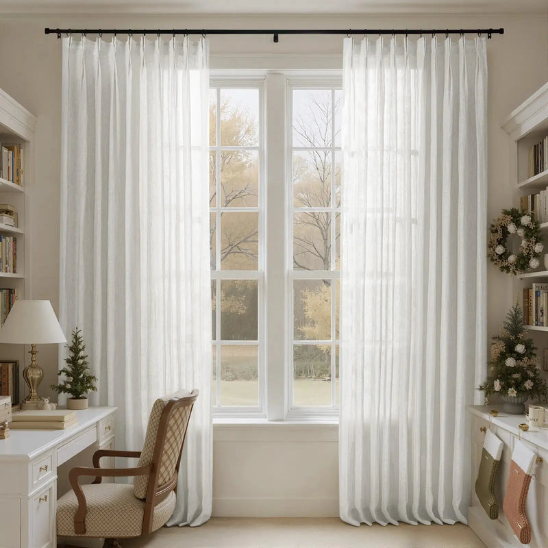 Joy 100% European Flax Linen Sheer Curtain Pleated-?-TWOPAGES