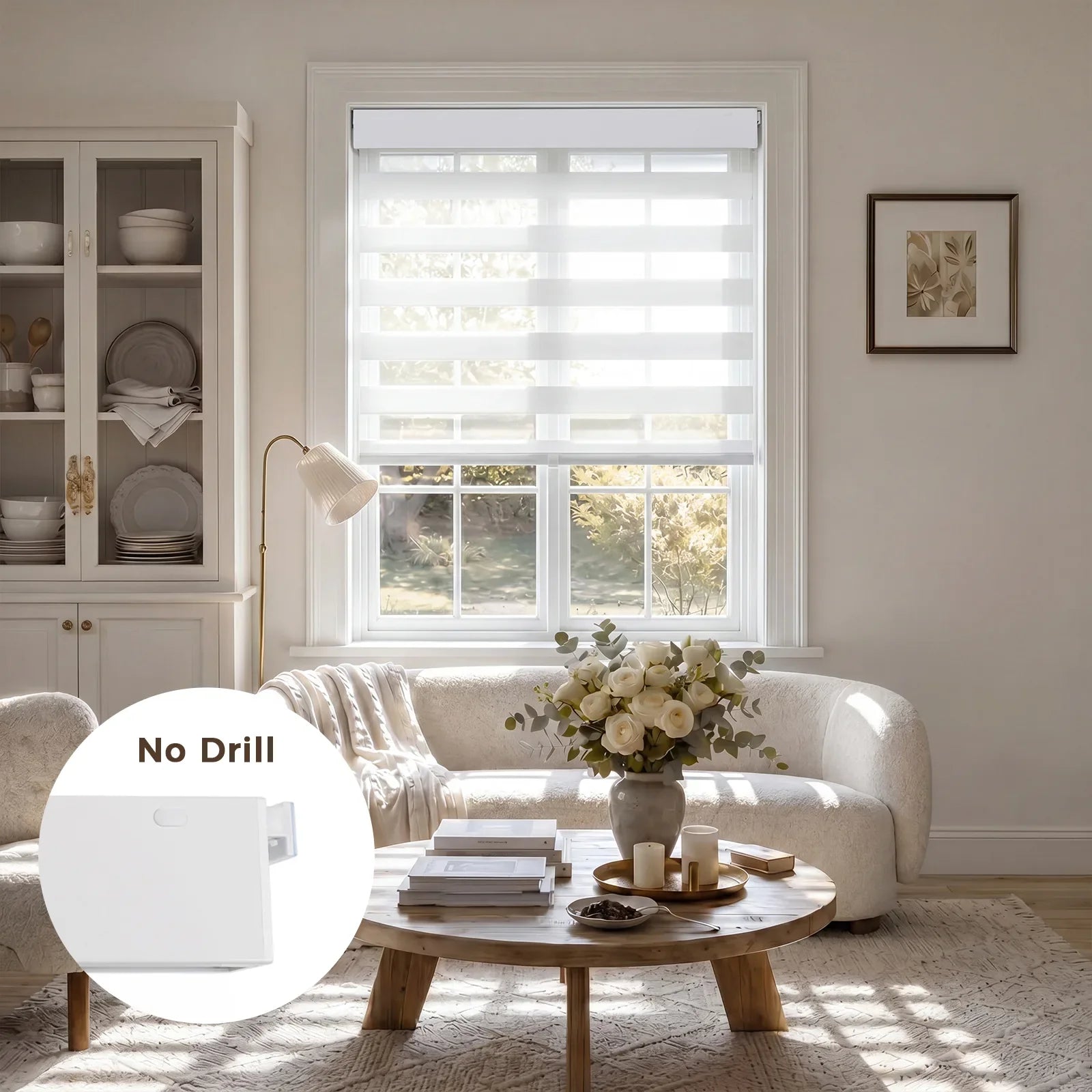 Brio No-Drill Light Filtering Zebra Blind Cordless