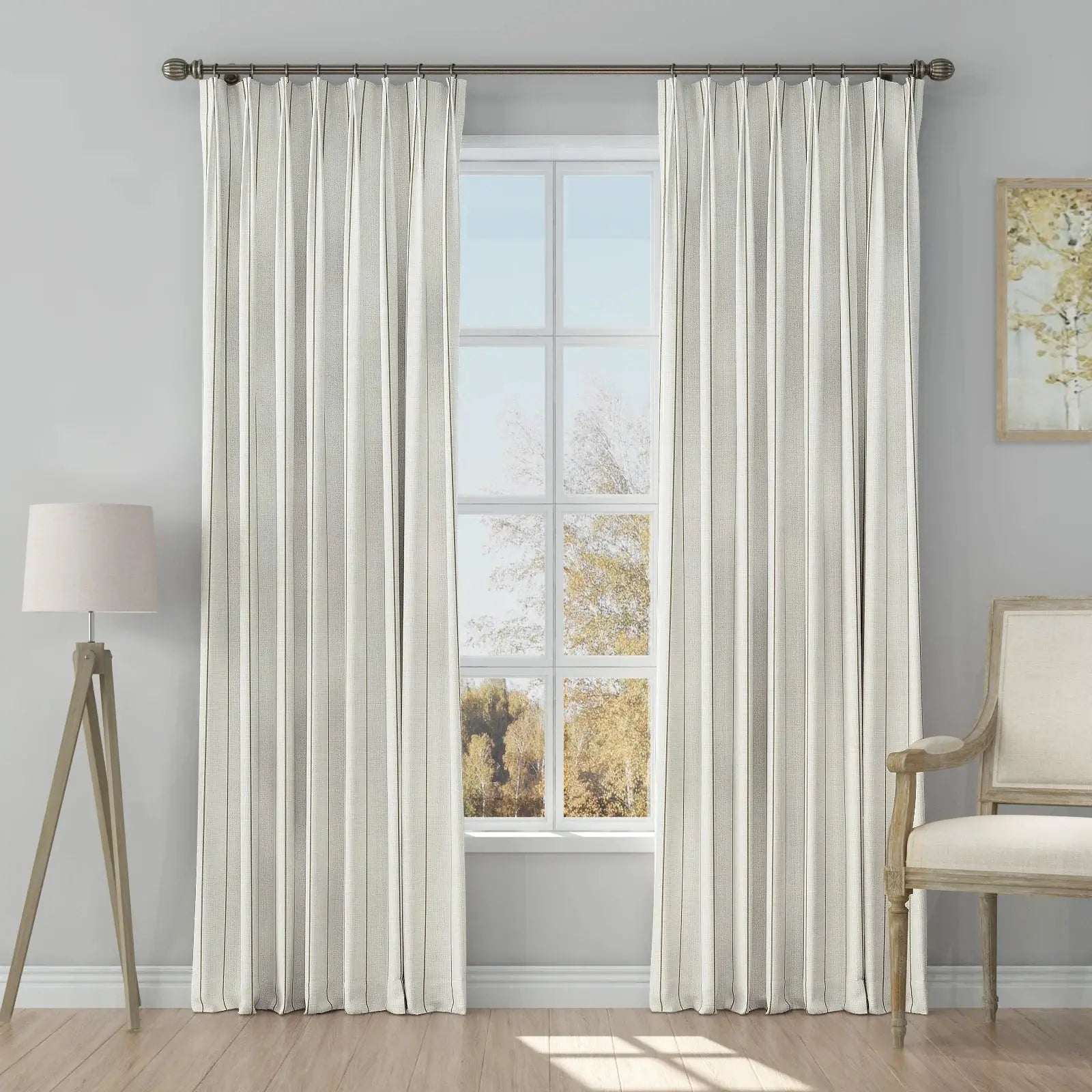 Stefana Silber Print Linen Blend Curtain Drapery Pleated?-TWOPAGES