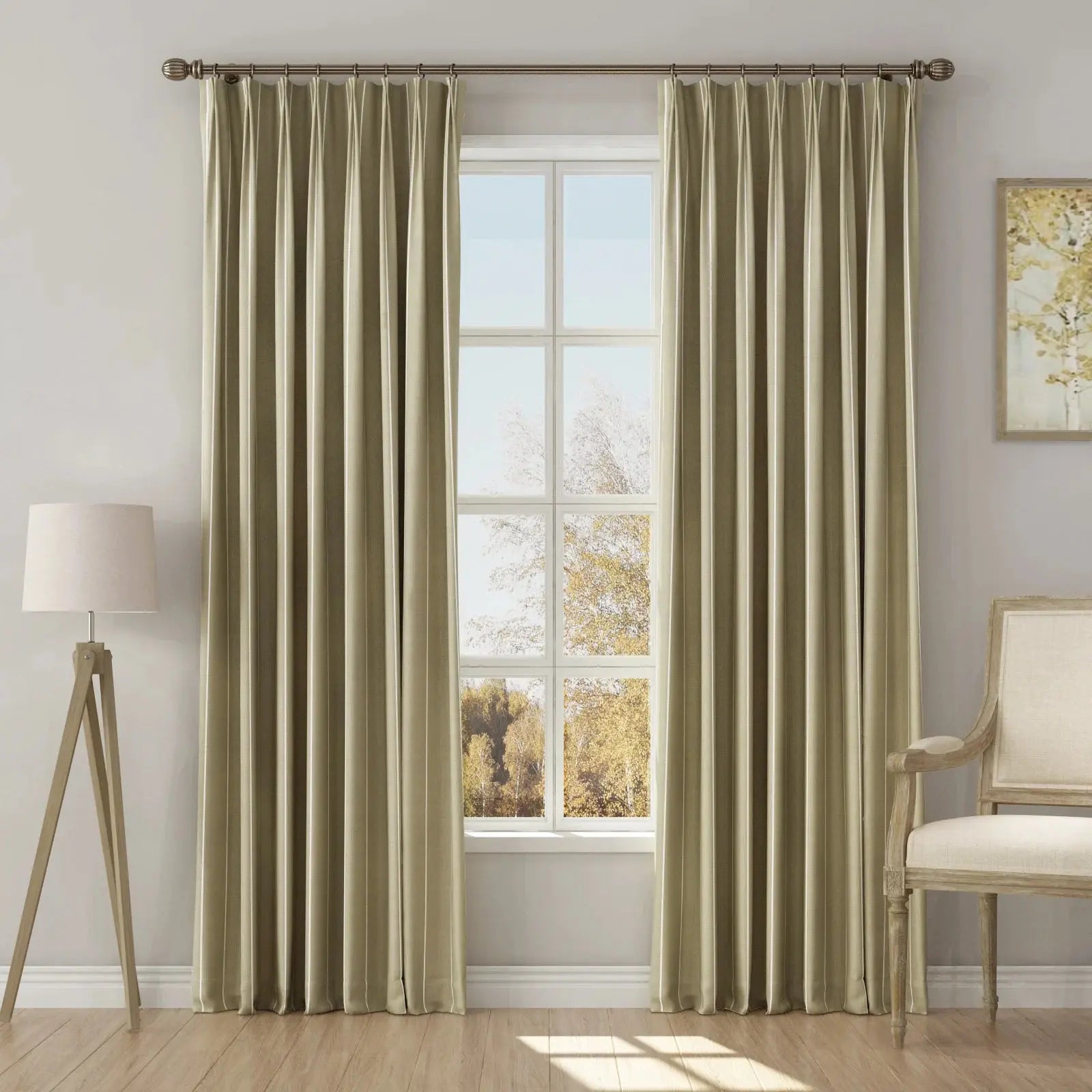 Stefana Silber Print Linen Blend Curtain Drapery Pleated?-TWOPAGES