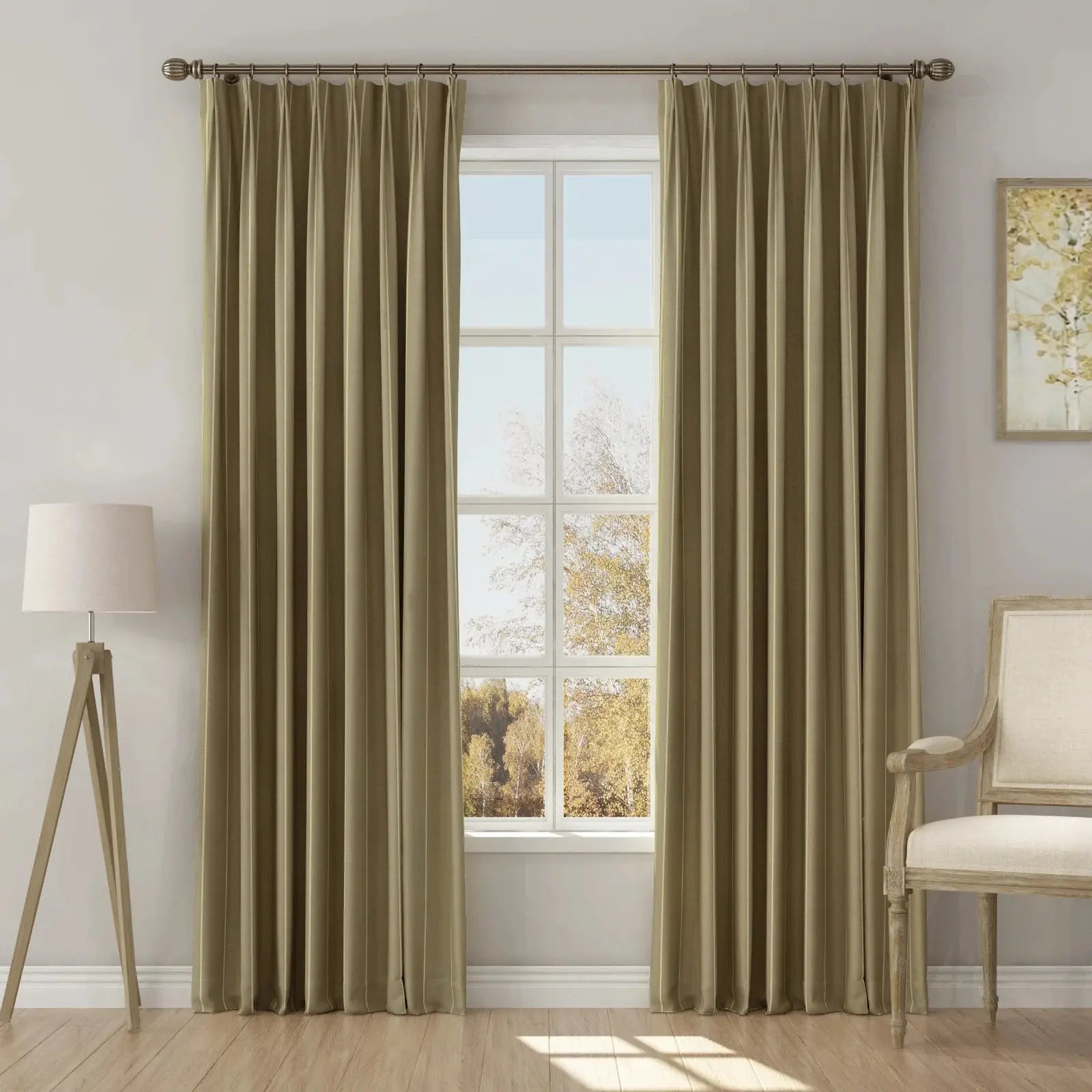 Stefana Silber Print Linen Blend Curtain Drapery Pleated?-TWOPAGES