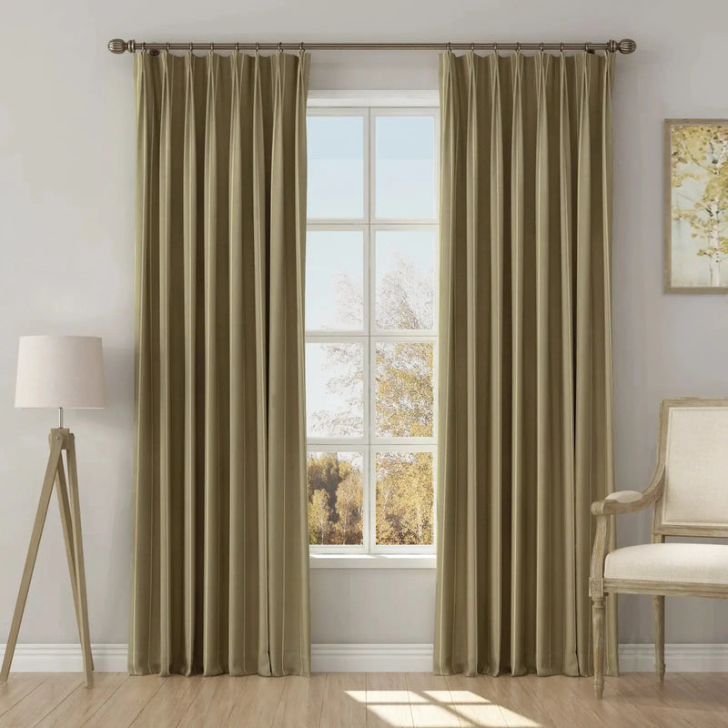 Stefana Silber Print Linen Blend Curtain Drapery Pleated?-TWOPAGES