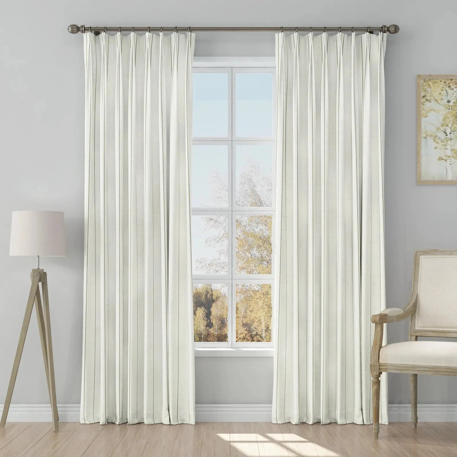 Stefana Silber Print Linen Blend Curtain Drapery Pleated?-TWOPAGES