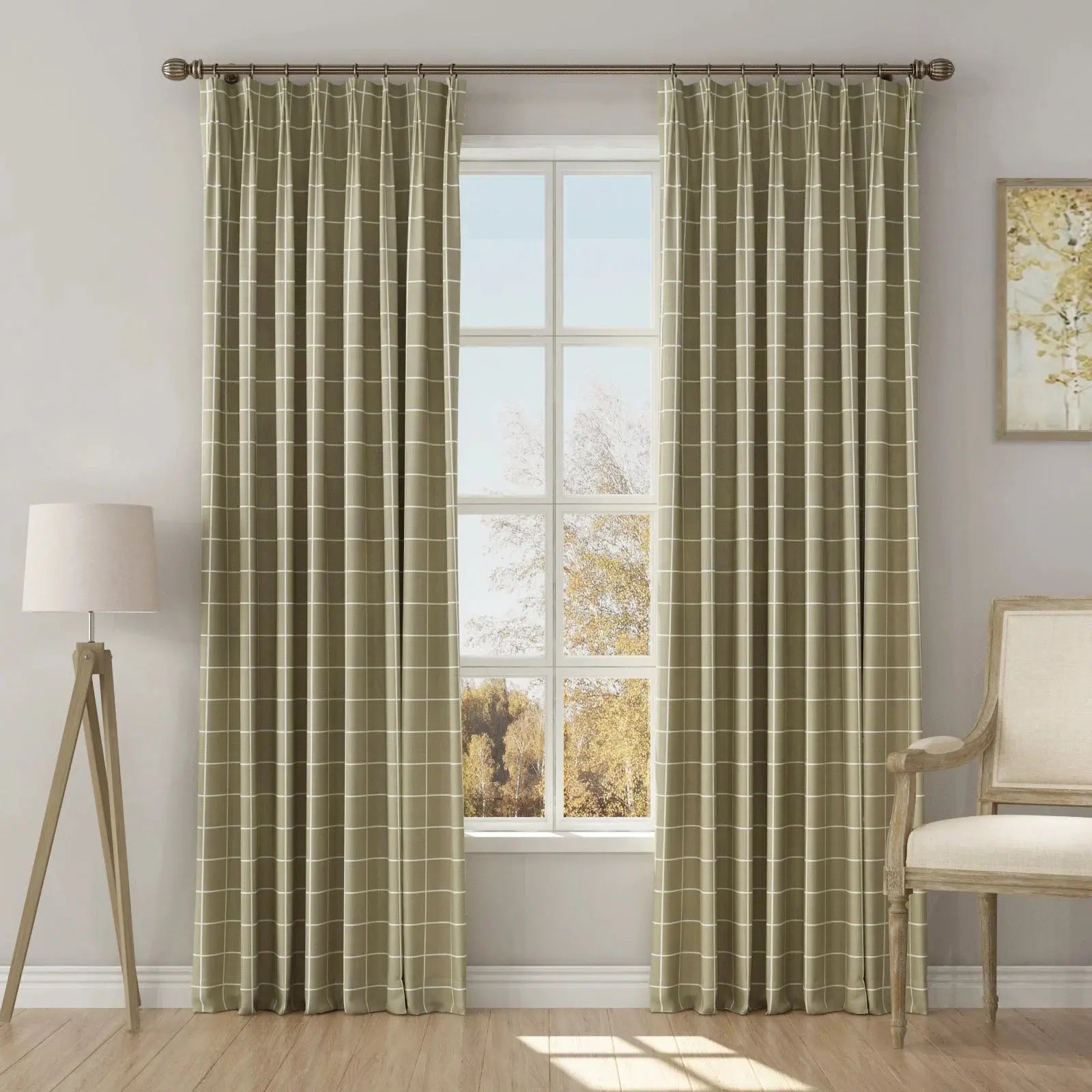 Stefana Silber Print Linen Blend Curtain Drapery Pleated?-TWOPAGES