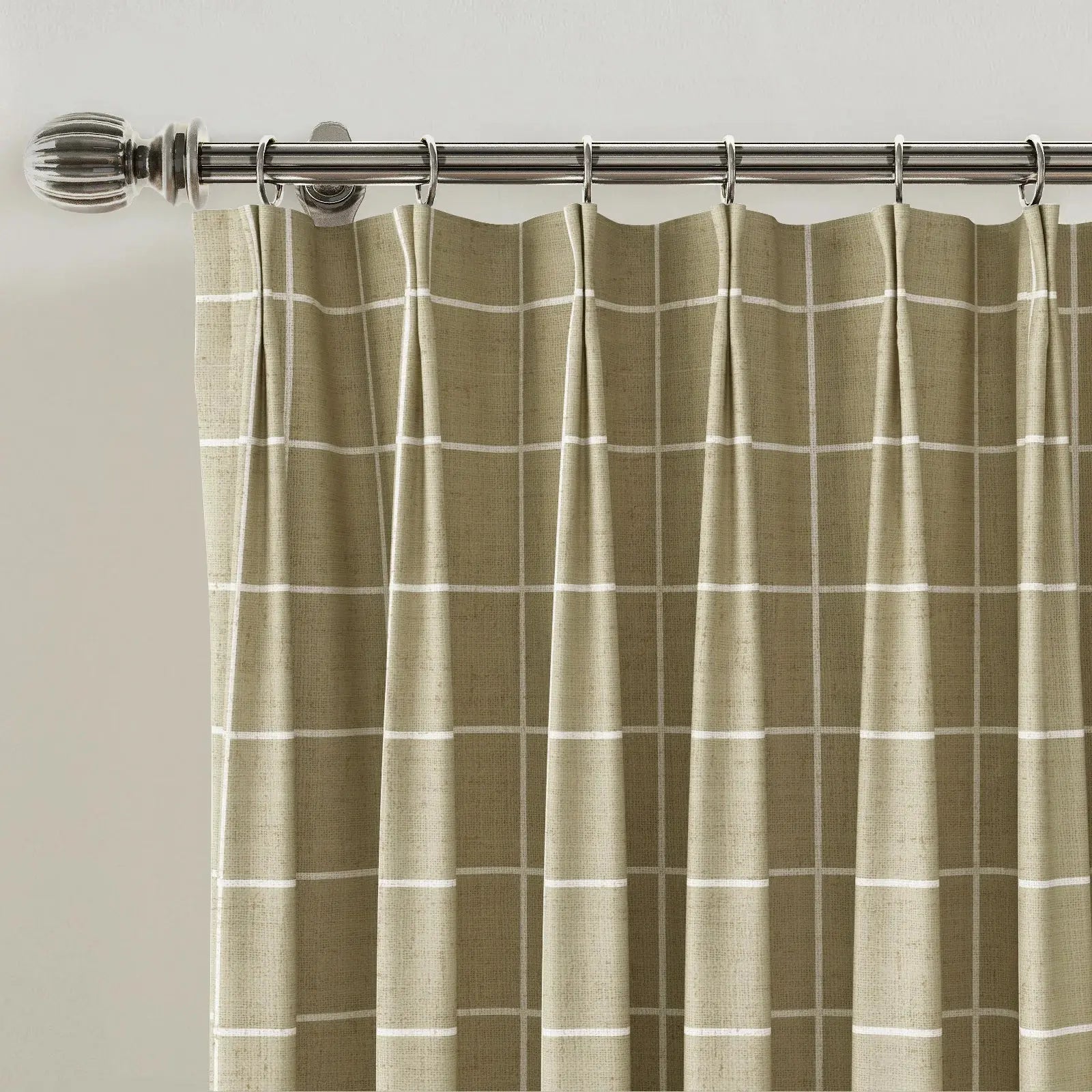 Stefana Silber Print Linen Blend Curtain Drapery Pleated?-TWOPAGES
