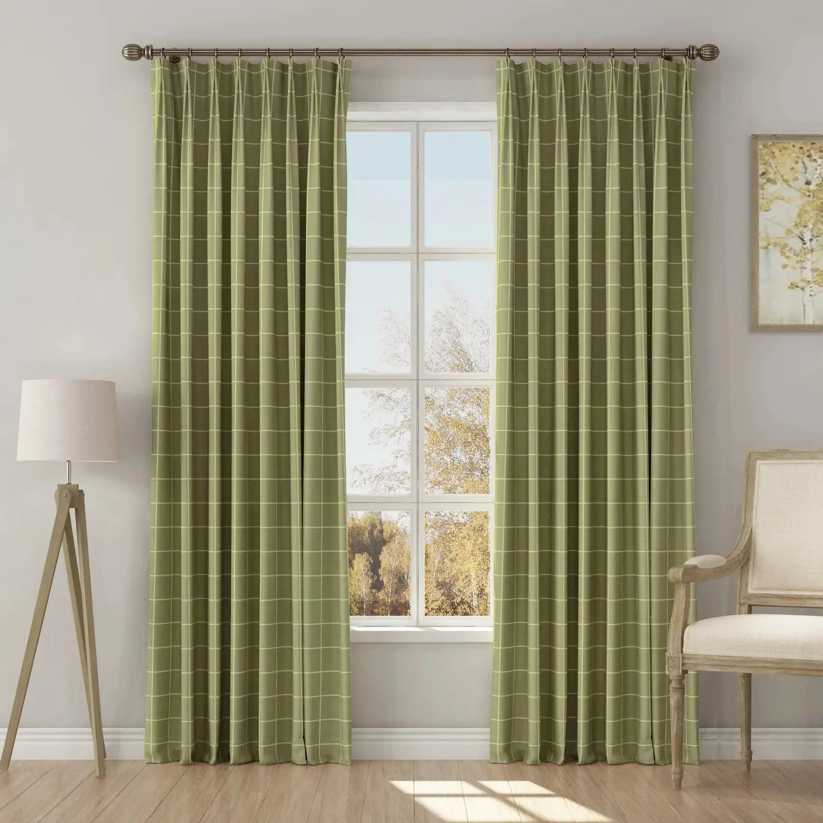 Stefana Silber Print Linen Blend Curtain Drapery Pleated?-TWOPAGES