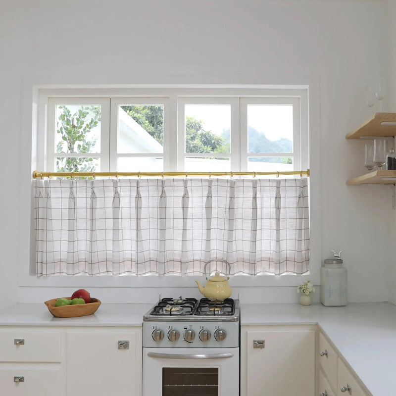 Stefana Silber Print Linen Pleated Cafe Curtains?-TWOPAGES
