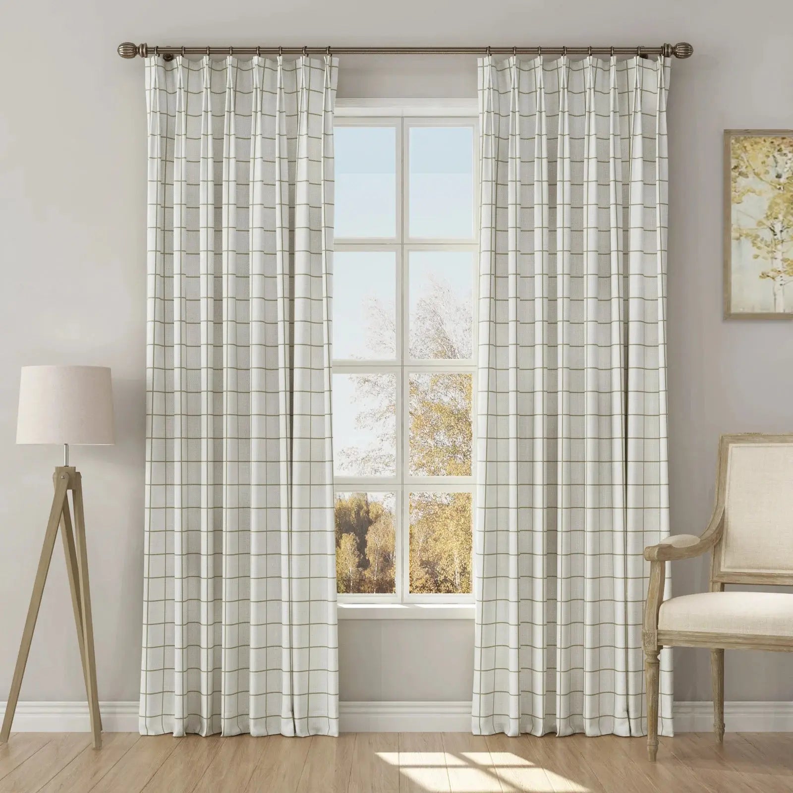 Stefana Silber Print Linen Blend Curtain Drapery Pleated?-TWOPAGES