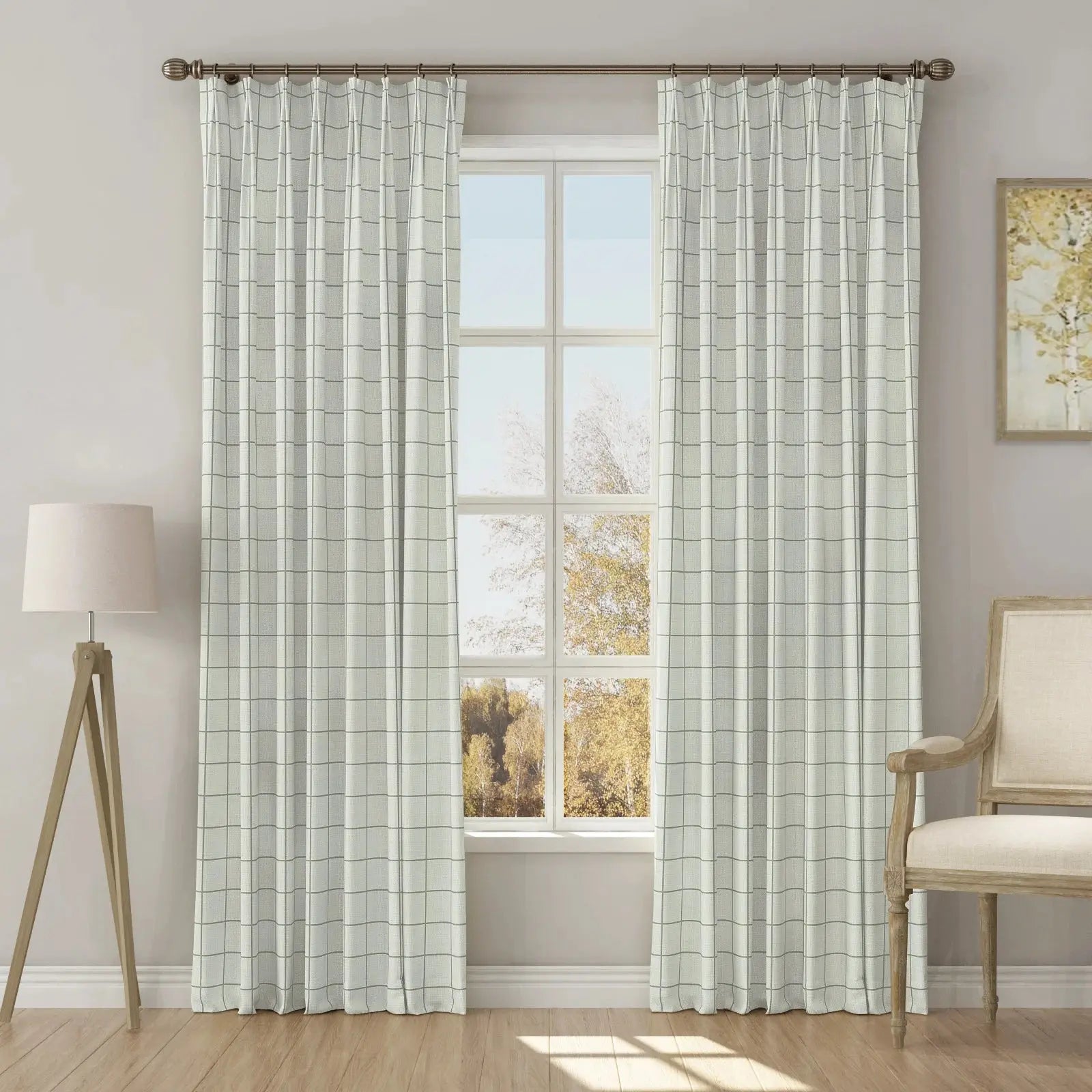 Stefana Silber Print Linen Blend Curtain Drapery Pleated?-TWOPAGES