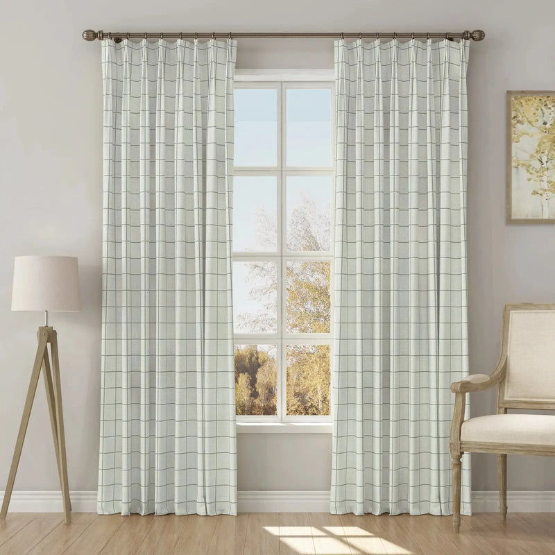 Stefana Silber Print Linen Blend Curtain Drapery Pleated?-TWOPAGES